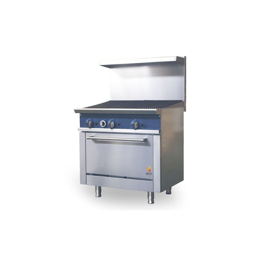 Gas Range with Built-In Convection Oven 36"w/36"Charbroiler top HZ-CR36-36CB