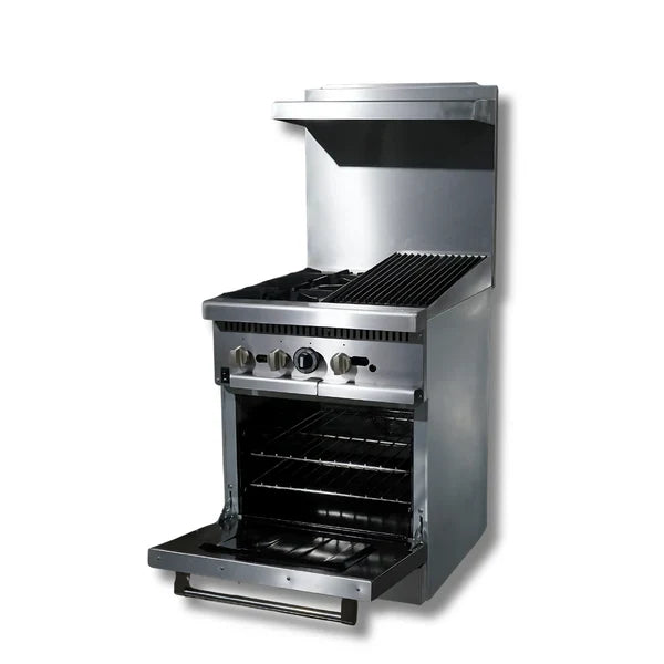 Gas Range 24"w/12"  Charbroiler top with 2 Open Burners  HZ-R24-12CB