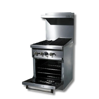 Gas Range 24"w/12"  Charbroiler top with 2 Open Burners  HZ-R24-12CB